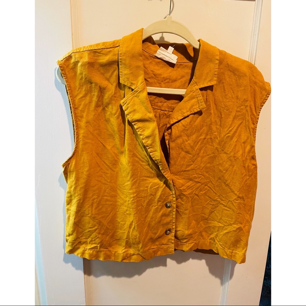 Lou & Grey Mustard crop sleeveless linen top - Large